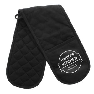 Men's Personalised BBQ & Grill Black Cotton Oven Glove