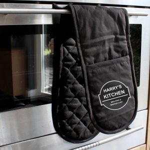 Men's Personalised BBQ & Grill Black Cotton Oven Glove