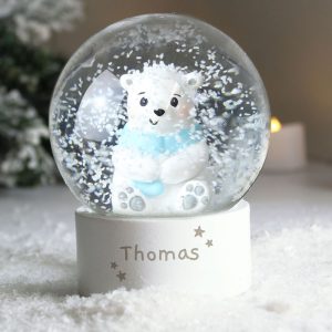 Kid's Personalised Polar Bear Any Name Christmas Snow Globe