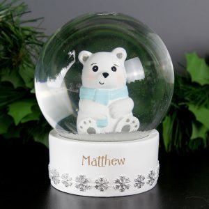 Kid's Personalised Polar Bear Any Name Christmas Snow Globe