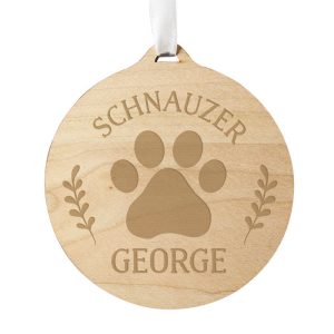 Personalised Dog Breed Round Wooden Memorial Tree Decoration