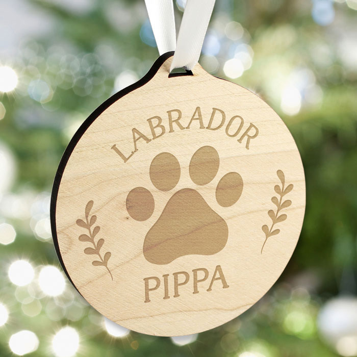 Personalised Dog Breed Round Wooden Memorial Tree Decoration