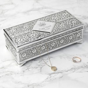 Women's Diwali Gift Personalised Silver Plated Trinket Box