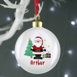 Kid's Personalised Santa White Ceramic Christmas Tree Bauble