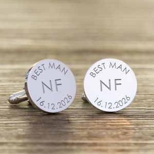 Engraved Wedding Party Role Cufflinks - Best Man, Usher etc