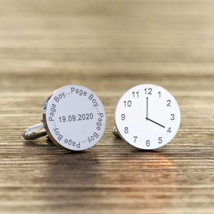 Engraved Page Boy Special Time Silver Finish Cufflinks
