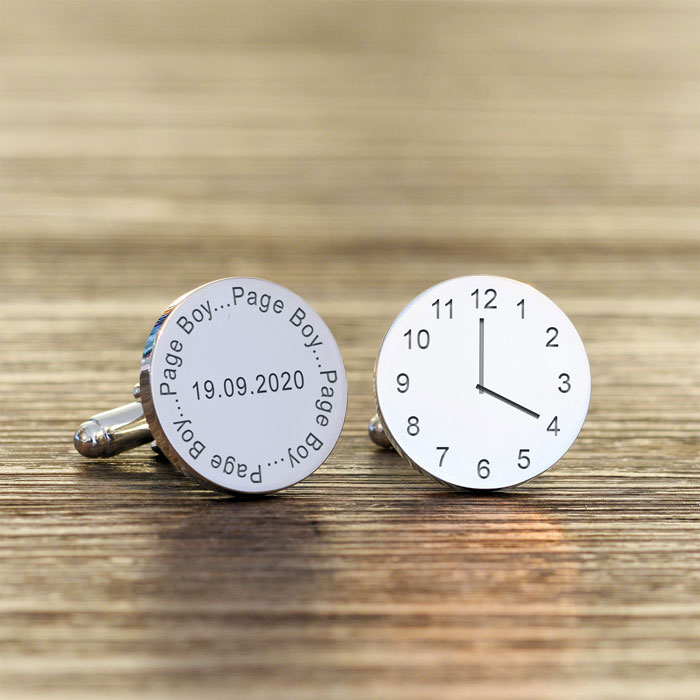 Engraved Page Boy Special Time Silver Finish Cufflinks
