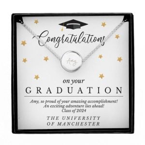 Personalised Graduation Sentiment Silver Tone Necklace & Box