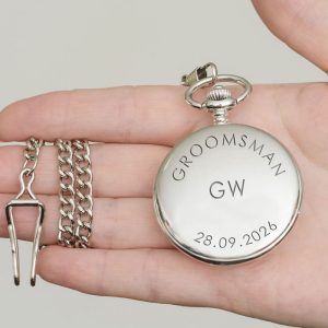 Personalised Engraved Pocket Watch Male Wedding Party Role