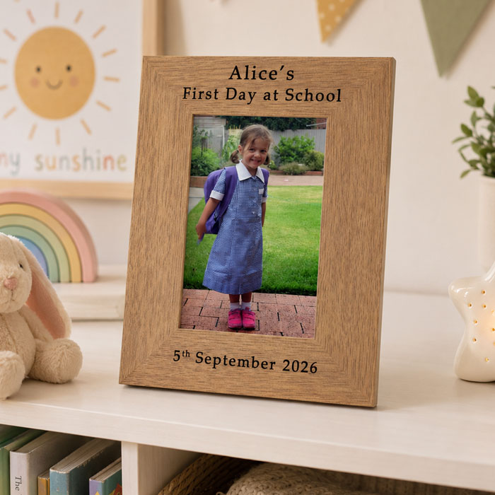 Personalised First Day at School Wooden Photo Frame 6x4 Inch