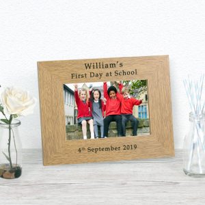 Personalised 5x7 First Day at School Oak Finish Photo Frame