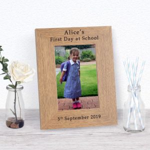Personalised 5x7 First Day at School Oak Finish Photo Frame
