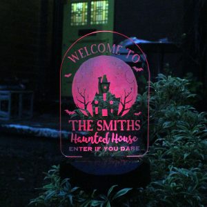 Personalised Haunted House Halloween Solar Light Up Sign