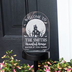 Personalised Haunted House Halloween Solar Light Up Sign