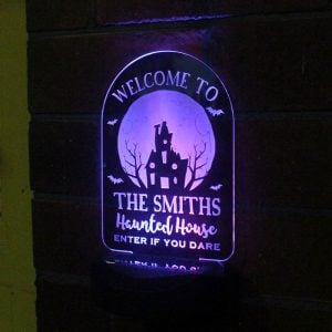 Personalised Haunted House Halloween Solar Light Up Sign