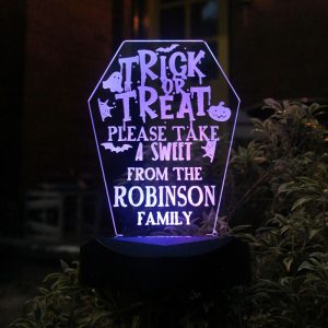 Personalised Trick or Treat Halloween Solar Light-Up Sign