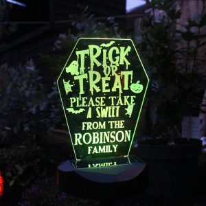 Personalised Trick or Treat Halloween Solar Light-Up Sign