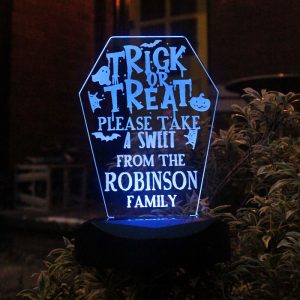 Personalised Trick or Treat Halloween Solar Light-Up Sign
