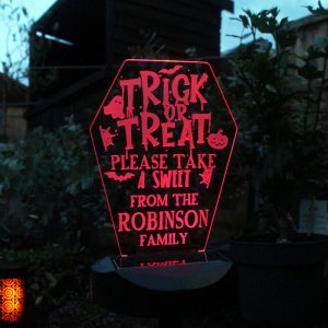 Personalised Trick or Treat Halloween Solar Light-Up Sign