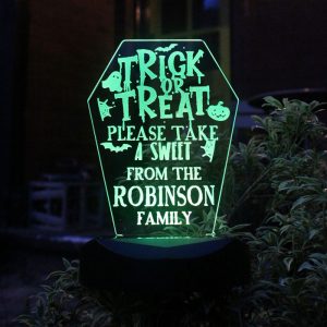 Personalised Trick or Treat Halloween Solar Light-Up Sign