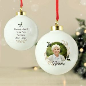 Personalised Photo Upload Memorial Christmas Tree Bauble