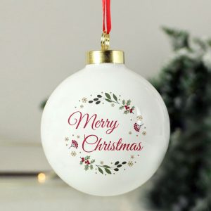 Personalised Merry Christmas Ceramic Tree Bauble