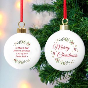 Personalised Merry Christmas Ceramic Tree Bauble