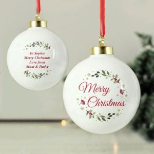 Personalised Merry Christmas Ceramic Tree Bauble