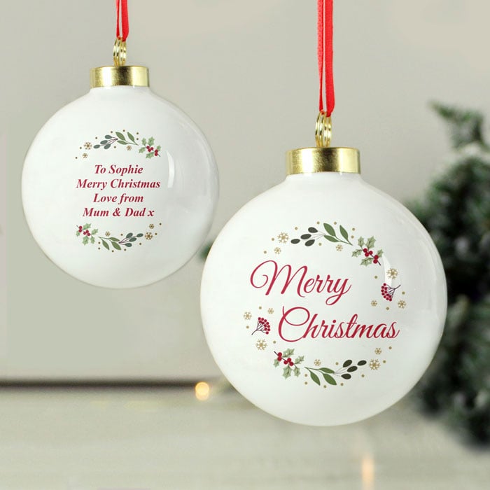 Personalised Merry Christmas Ceramic Tree Bauble