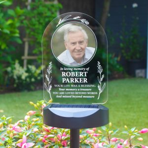 Personalised Memorial Photo Outdoor Solar Light Up Sign