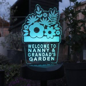 Personalised Plant Pot Outdoor Solar Light Up Sign