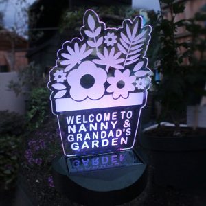 Personalised Plant Pot Outdoor Solar Light Up Sign