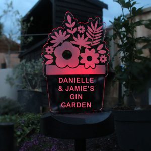 Personalised Plant Pot Outdoor Solar Light Up Sign