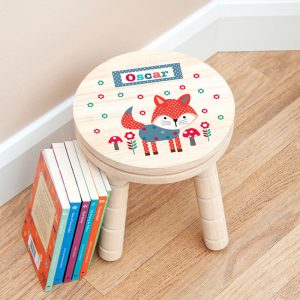 Personalised Kids Fox Wooden Stool