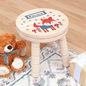 Personalised Kids Fox Wooden Stool