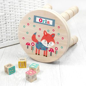 Personalised Kids Fox Wooden Stool