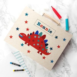 Personalised Kid's Dinosaur Colouring & Art Set in Case