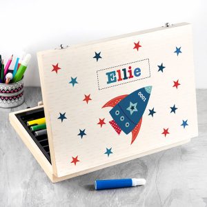 Personalised Kids Space Rocket Colouring & Art Set