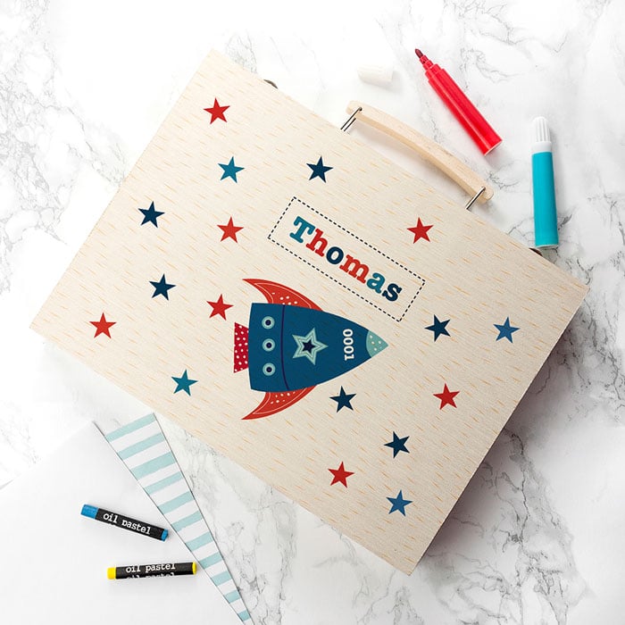 Personalised Kids Space Rocket Colouring & Art Set