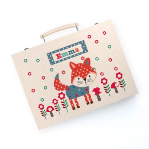 Personalised Kid's Little Fox Colouring Art Set In Case