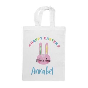 Personalised Easter Bunny White Easter Egg Hunt Bag