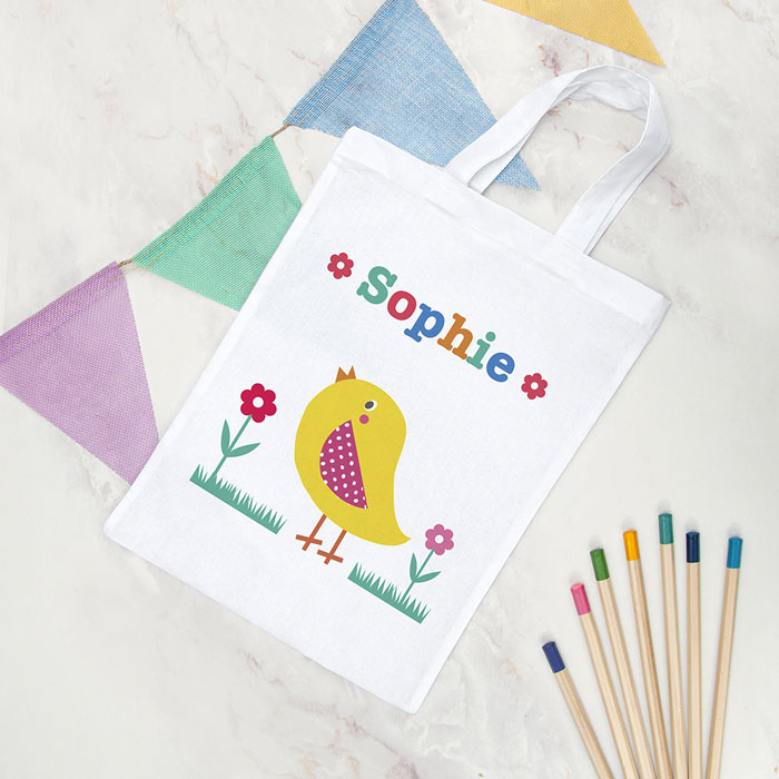 Personalised Kid's Chick Easter Egg Hunt Bag