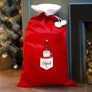 Boy's Personalised Gonk Family Red Christmas Sack