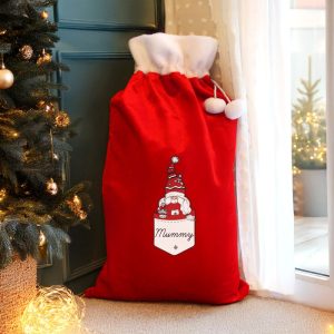 Mum's Personalised Gonk Family Red Christmas Sack
