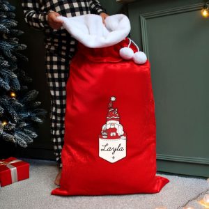 Mum's Personalised Gonk Family Red Christmas Sack