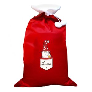 Dad's Personalised Gonk Family Red Christmas Santa Sack