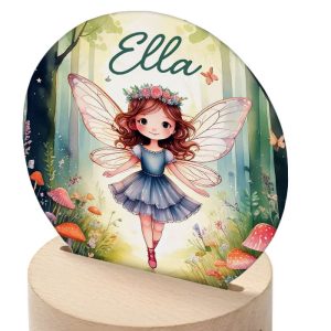 Personalised Girl's Woodland Fairy Acrylic LED Night Light