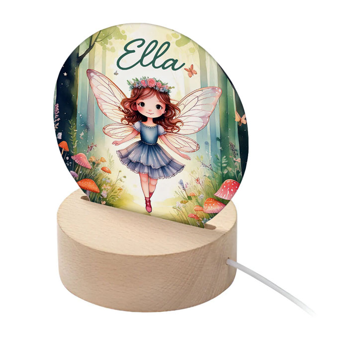 Personalised Girl's Woodland Fairy Acrylic LED Night Light