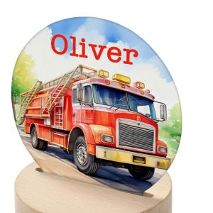 Personalised Kid's Fire Engine LED Night Light