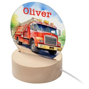Personalised Kid's Fire Engine LED Night Light